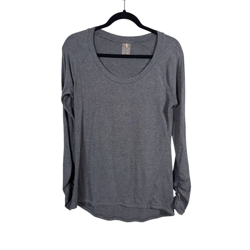 CALIA Long Sleeve Shirt Womens Medium Gray Heathered Jersey High-Low Hem